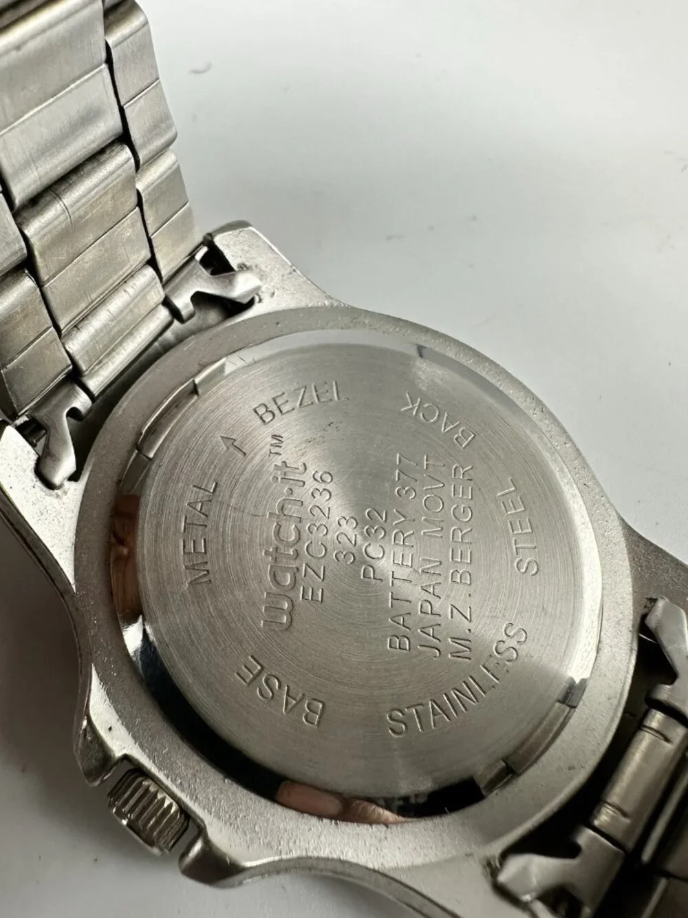 Watch-It Men’s Watch Silver Tone White Dial Date Window New Battery 8